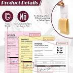 100 Sets Custom 5.7" X 8.5" Invoice Receipt Book, Personalized Duplicate Carbonless Form with Logo/Text, Paper 2-Part/3-Part in Bulk Purchase Orders, Sales Orders, Price Forms (3-Part)