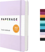 PAPERAGE Lined Journal Notebook, (Lavender), 252 Pages, Medium 5.6 in x 8 in - 100 GSM Thick Paper – Hardcover Journaling Notebook for Work, School & Note Taking
