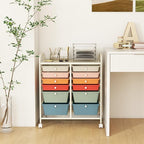 LDAILY 12 Drawer Rolling Storage Cart, Craft Cart Organizer on Wheels w/Metal Frame, Large Capacity & Smooth Drawer, Rolling Cart w/Drawers for Classroom, Office