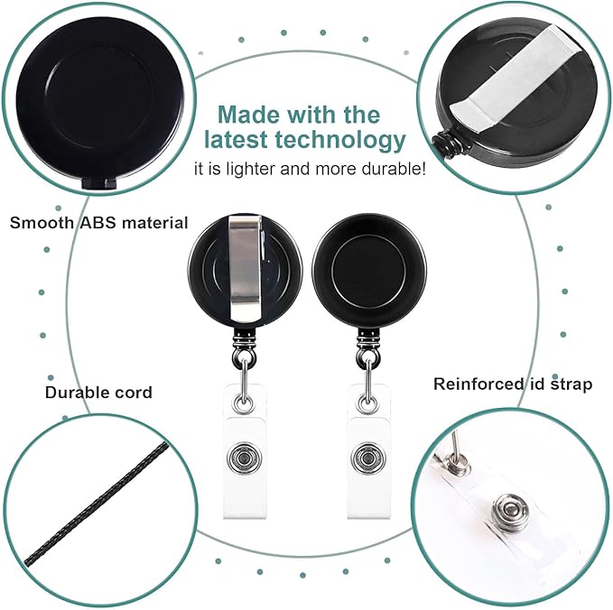 100 Pack Retractable Badge Reel Clips with 100 Pack Vertical ID Card Holders Retractable Badge Holders with Clip ID Badge Clips with Name Card Holder for Nurses Office School,Black