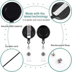 100 Pack Retractable Badge Reel Clips with 100 Pack Vertical ID Card Holders Retractable Badge Holders with Clip ID Badge Clips with Name Card Holder for Nurses Office School,Black