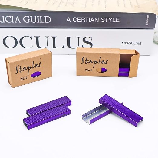NatSumeBasics 6000 Purple Staples 26/6 Standard Colored Staple for Refill Desk Manual Stapler School Office Supplies Accessories (Purple)