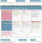 104 Pgs Weekly To Do List Notepad, 52 Duplex-Printed Undated Sheets 100 GSM（8.5"×11") Weekly Desk Planner For Work Home School Office Desk Accessories Supplies & Goal Setting Tasks - Blue