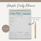 Spiral Daily Planner Agenda Notepad -100 Undated Tear-Off Sheets -Desk Notepad, Motivational Calendar, Organizer, Productivity Tracker, Organizing Goals, Task Planner, Ideas, Notes, to Do List 8.5x11