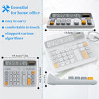 Desktop Calculator with Extra Large 5-Inch LCD Display, 12-Digit Two Way Power Solar & Battery Office Calculator with Big Buttons for Business, Accounting & Home Use(Grey)