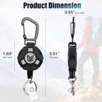 2-Pack Retractable Keychain, Heavy Duty Carabiner Badge Holder, Tactical ID Badge Reel Key Chain with 31.5” Steel Retractable Cord, 8.0 oz
