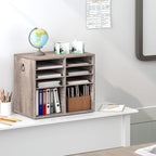 HOOBRO Literature Organizers, 12 Compartments Office Mailbox with Adjustable Shelves, Wood Countertop Literature Sorter for Office, Home, Classroom, Mailrooms Organization Greige BG12WF01