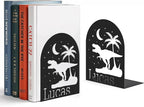 Personalized Name Book Ends Metal, Heavy Duty Bookends for Shelves Decorative, Dinosaur Non-Slip Book Stopper, Home Office Desk Modern Bookshelf Decor, Customized Gifts Color07