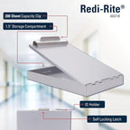 Saunders Metal Clipboard with Storage, Silver Single Layer Nursing Clipboard Folio, Memo Size Paper Organizer, Steel Clip with Self Locking Latch, Form Holder for Office, School & Work - Made in USA