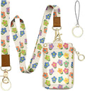 bolimoss 2-in-1 ID Badge Holder & Lanyard Wallet, Cute Floral Lanyard with Wallet, ID Badge Holder with Neck & Wristlet Lanyard, Pu Leather Zip Id Case Wallet with Breakaway Lanyard, Keychain Wallet
