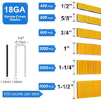 SimCos 18 Gauge 1/4" Narrow Crown Staples, Galvanized Upholstery Staples for 18 GA Pneumatic or Electric Stapler or Staple Gun (1/2"+5/8"+3/4"+1"+1 1/4"+1 1/2"-4600pcs)