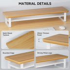 NestNeat Dual Monitor Stand, 35.4 Inch Monitor Stand Riser for 2 Monitors, 2 Tiers Wood Desk Shelf with Storage, Desktop Organizer Stand for Computer, Laptop, Printer, TV (Cherry Wood, 35.4in)