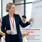 Marspark 200 Sets Clear Name Tags with Lanyard, Lanyards for ID Badges Reusable Strap with ID Holder Plastic Name Badges for Adults Business School Church Conference (Red)