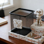 Daisylily Skull Pencil Holder, Skeleton Pen Cup, Mesh Pen Holder for Desk Office Pen Organizer, Pencil Cup Storage Containers