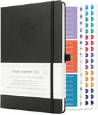 Smart Planner Pro – Undated Daily Planner – Medium B5 – Achieve Goals & Increase Productivity with Weekly, Monthly, Work Sections - Organizer Planner with Back Pocket, 3 Satin Bookmarks & Pen Holder