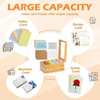 4x6 Index Card Holder with Dividers Bamboo Index Card Organizer Box 4 Compartments Flash Cards Holder with Lid 150 Index Flash Cards 25 Index Cards Dividers 2 Letter Smile Stickers for Office Business