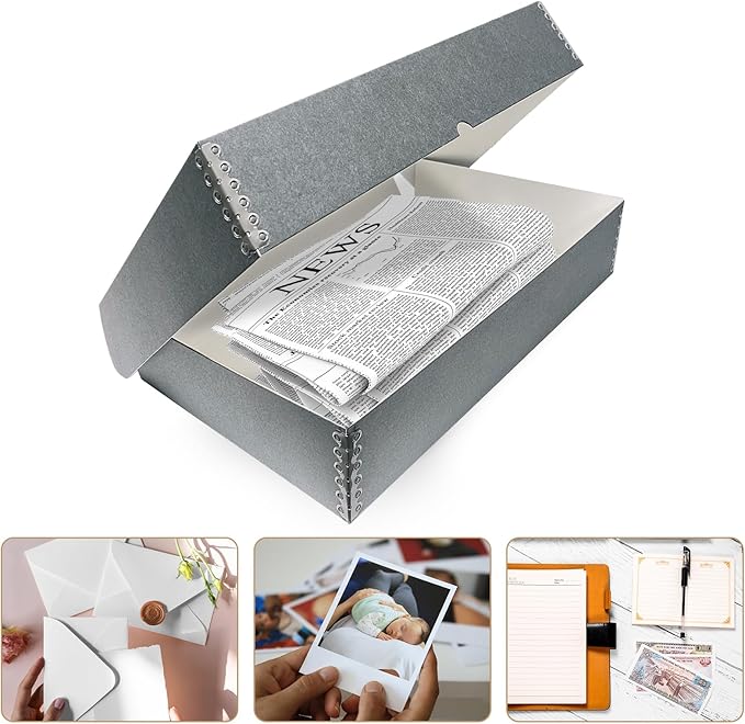 Lineco, 10x15 Clamshell Archival Folio Storage Box, 3" Deep, Acid-Free with Metal Edge Preservation Box. Preserves Picture Magazines Longevity, Organize Photos or Documents, Artwork, DIY