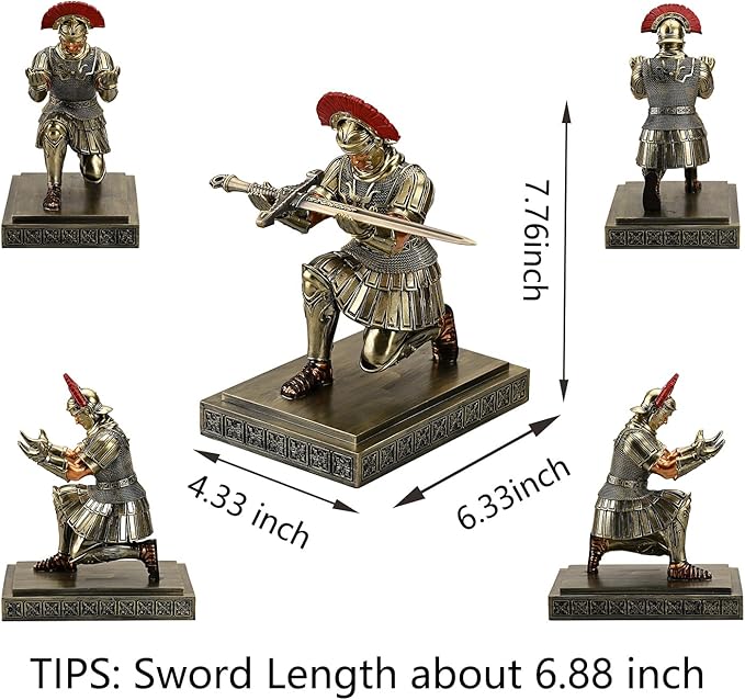 HDMbigmi Roman Legion Soldier Knight Pen Holder Pen Stand Desk Organizers and Accessories for Office and Home(Bronze)