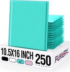 Fuxury 250 Pack Teal Bubble Mailers 10.5x16 Inch, Self Seal Padded Envelopes Waterproof Mailing Envelopes Bubble Padded Cushioning Mailer for Packaging, Small Business Large #5