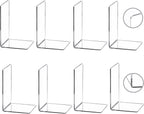 CY craft 8 Pieces/4 Pairs Bookends,Clear Acrylic Bookends for Shelves,Heavy Duty Book Ends and Desktop Organizer,Book Stopper for Books/Movies/CDs,7.3x4.8x4.8 inch