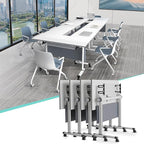 Conference Table,55.1''Folding Conference Room Table for 4-12 People,Mobile Flip Top MeetingTraining Table with Different Coulor and Styles for Offices, Classrooms,Meeting Room (4, B)