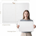 Lightomorrow Bulletin Board, 24 x 18 inches Felt Board Decorative Pin Board, Vision Board Cork Board Alternative for Wall, Foldable Photo Board Self-Adhesive Vision Board with 20 Pushpins - White