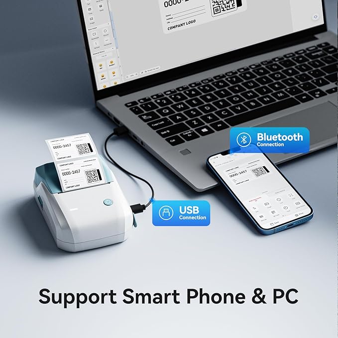NIIMBOT B1 Label Maker with 3 Roll Tapes,2 Inch Portable Thermal Label Printer for Home Office School Small Business, Address, Clothing, Crafts, Retail,Support Smartphones & PC,Sky Blue