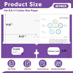 Two Pocket Portfolio Folders, PANDRI 60 Pack 3 Hole Punched 2 Pocket Folders for 3 Ring Binder, Letter Size Paper File Folder for School Office Home Business, Purple