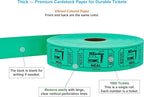 Tacticai 1000 Raffle Tickets, Meal, Green (1 of 8 Colors), Single Roll, Ticket for Events, Food, Class Reward, Fundraiser & Prizes