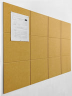 DECORITA Felt Wall Tiles | Large Cork Board Alternative | Aesthetic Felt Bulletin Board for Office, Home & Classroom | Large Cork Boards for Walls Pinboard (12-Pack) | Mustard