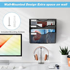 Solinxe Wall Hanging File Holder 3 Tier Wall Mounted Paper Organizer Magazine File Holder Storage Organizer, Black