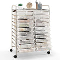 Happygrill 20-Drawer Organizer Cart Tools, Mobile Utility Storage Cart with Removable Drawers & Lockable Wheels, Rolling Storage Cart with wheels for Home Office School(White)