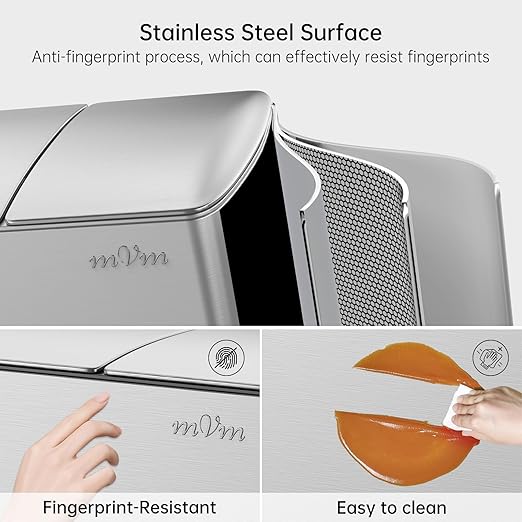 mVm Kitchen Trash Can,2x8 Gallon (2x30 L) Dual Compartment Garbage can Recycle Bin Combo with Foot-Pedal,Anti-Fingerprint,Soft-Close,Brushed Stainless Steel Trash can for Kitchen, Living Room(Silver)