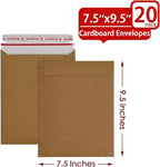 Xxcxpark 20 Pack brown Kraft Rigid Mailers, 7.5x9.5 inches Self Seal Photo Document Mailers Premium Cardboard Keep Flat Envelopes for Photos, Pictures, Papers CD