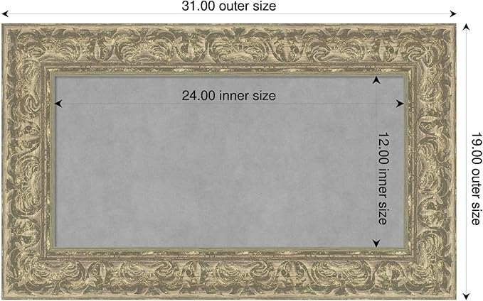 Amanti Art Silver Framed Magnetic Board 19x31 Small Vision Board for use with Magnets, 100% Metal Sheet to Display Items as Office Decor or for Home Organization in mudroom, Kitchen or Kids Room