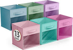 Sorbus 13 Inch Storage Bins with Clear Window - 6 Foldable Baskets for Organizing Clothes, Toys, Books - Sturdy Collapsible Fabric Storage Cubes with Handle - Storage Baskets for Shelves, Closets