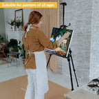 RRFTOK Art Easel Stand for Painting and Sign - Aluminum Metal Artist Tripod Adjustable Easels for Display Height from 21 to 61Inches - Canvas Stand with Paintbrush Tray for Artists Adult Holder