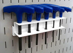 Wall Control Screwdriver Holder Bracket Slotted Metal Pegboard Accessory Slotted Tool Board - White