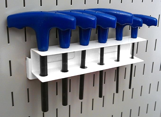 Wall Control Screwdriver Holder Bracket Slotted Metal Pegboard Accessory Slotted Tool Board - White