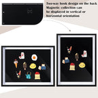 Vicenpal 2 Pcs Large Magnetic Board 16" x 12" Magnet Display Board Removable Souvenir Fridge Magnet Frames Case for Wall Dust Proof Magnetic Shadow Box for Wall Table Refrigerator (Black)