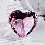 Pink Crystal Diamonds Paper Weights with Gift Box, 80mm Hot Pink Heart Shape Real Crystal Diamond Glass Gems Paperweight, Big Diamonds Birthday Anniversary for Women Her Valentine's Day Gifts