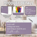 XPH Purple Christian Pen Pencil Holder Organizer for Desk, Christian Gifts for Women, God Is Still Writing Your Story Bible Verse Wooden Box Sign for Home Office Desk Tabletop Decorations