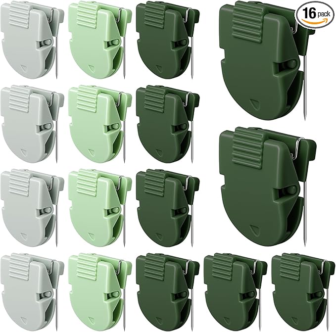 16 PCS Cubicle Clips, Fabric Panel Cubicle Accessories, Stainless Steel & ABS Push Pin Clips, Workspace Organization Accessories, Strong Hold Office Partition Hooks for Notes, Photos (Sage Green)