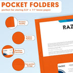 Two Pocket Folders, RAZCC 50 Pack 2 Pocket Folders Fit Letter Size Paper, Paper Folders with Pockets for School Office Business Home (Orange)