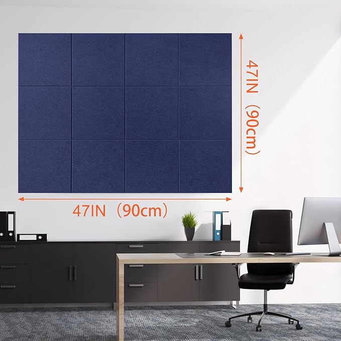 Cork Boards for Walls 48" x 36" Felt Board Alternative, 12 Pack Felt Wall Tiles Bulletin Board, Large Cork Board for Office Pin Board Tack Board Cork Boards