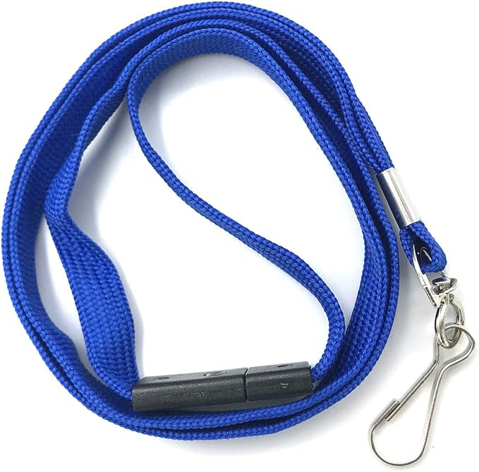 Bird Fiy Lanyards Safety Blue Lanyards Neck Flat Premium Breakaway Badge Lanyard with J-Hook for ID Nametag Badge Holder (Blue, 50 PCS)