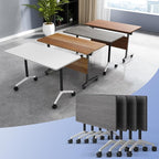 Conference Table Flip Top Mobile Conference Room Tables,Folding Conference Table with Wheels,Large Meeting Training Seminar Table Saving Space for Office Classroom(4C,55.1'')