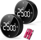 Allbean Digital Kitchen Timer, Large Display Magnetic Countdown Countup Timer, 3 Preset Times (5, 15, 25),Volume & Brightness Adjustable for Cooking Classroom Studying, Easy for Kids (Black,2Pcs)