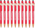CRME Bulk Custom Personalized Pens with Business Logo Retractable Ballpoint Pen with Stylus tip Appreciation Gifts for Coworkers Smooth Writing Black Ink for School Office Friends Supplies Red Pens