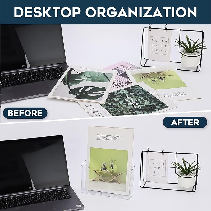 xydstay Acrylic Brochure Holder 8.5x11 Inches Slant Back Design, Clear Display Stand, Plastic Table Stand Sign Holder,Pamphlet Holder Flyer Holder, Acrylic Display Stand,for Office, Home, Store, 2 Pack